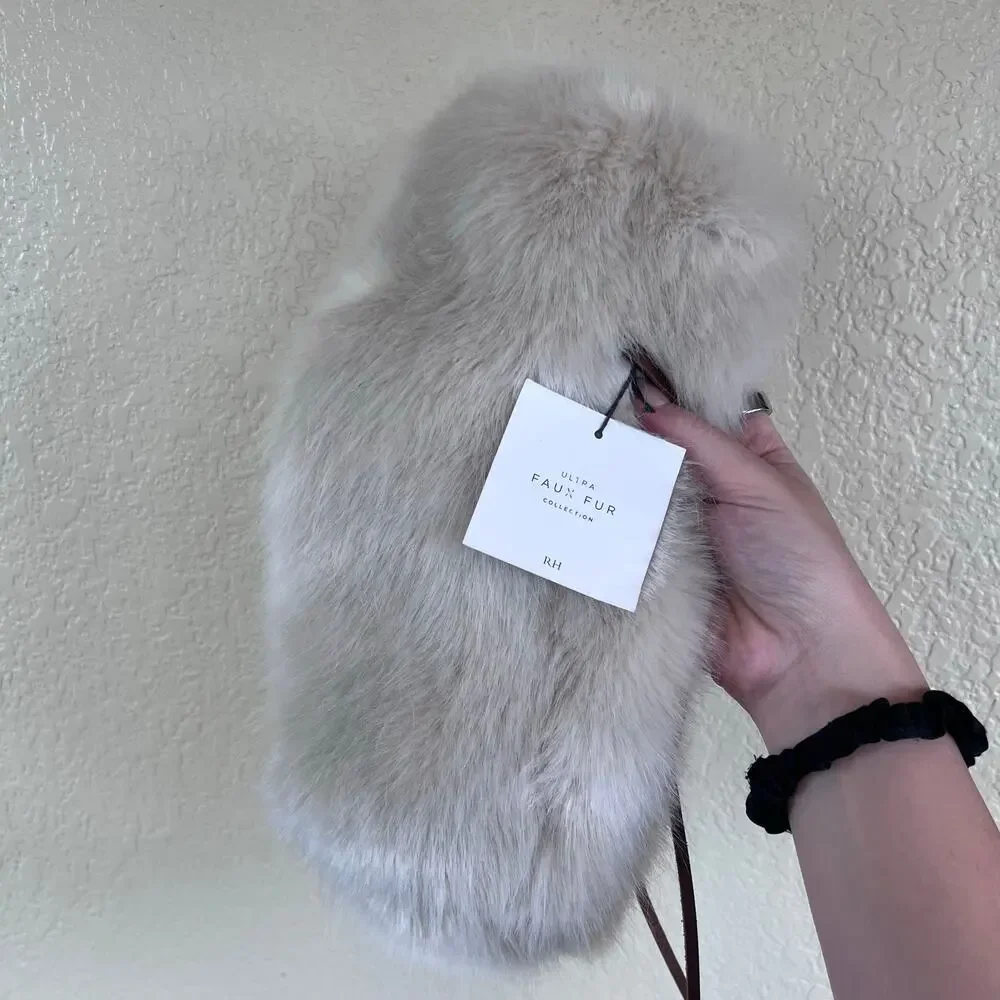 NEW Restoration Hardware Faux Fur Wine Bottle Cover Gift Holiday